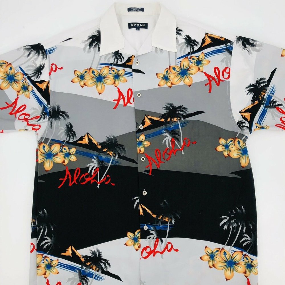 VTG Koman Sport Hawaiian Shirt Large Aloha Print P